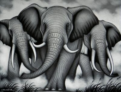 Elefantenherde (75 cm x 95 cm)