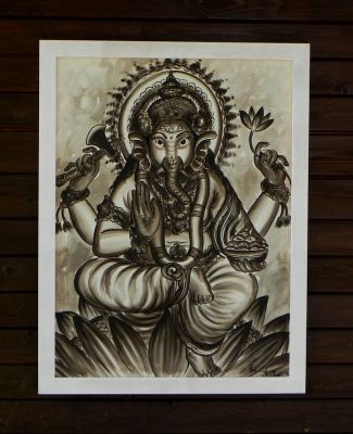 Ganesha - Der Elefantengott (sepia) (65 cm x 84 cm)
