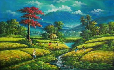 Leben am Gunung Agung (76 cm x 86 cm)