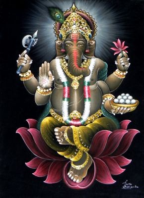 Ganesha - Samt (65 cm x 85 cm)