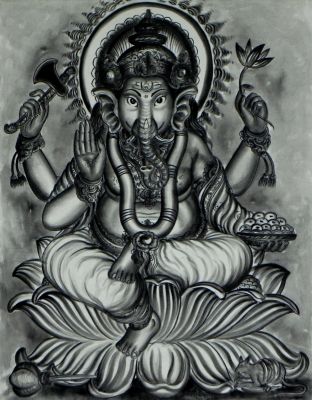 Ganesha - Der Elefantengott (s/w) (75 cm x 95 cm)