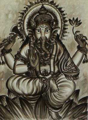 Ganesha - Der Elefantengott (sepia) (65 cm x 84 cm)